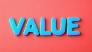 The image shows the word VALUE written in pretty blue letters in the centre of a light red coloured background i want the font to look young and be in line with education theme-1